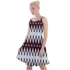 Brown And White Ikat Knee Length Skater Dress by SpinnyChairDesigns