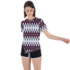 Brown And White Ikat Asymmetrical Short Sleeve Sports Tee