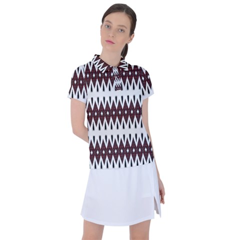 Brown And White Ikat Women s Polo Tee by SpinnyChairDesigns