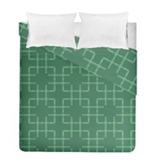 Dark Mint Green Geometric Duvet Cover Double Side (full/ Double Size) by SpinnyChairDesigns