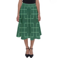 Dark Mint Green Geometric Perfect Length Midi Skirt by SpinnyChairDesigns