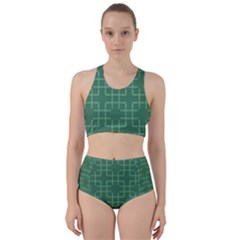 Dark Mint Green Geometric Racer Back Bikini Set