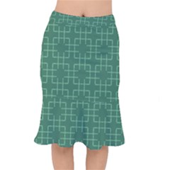 Dark Mint Green Geometric Short Mermaid Skirt by SpinnyChairDesigns