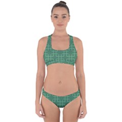 Dark Mint Green Geometric Cross Back Hipster Bikini Set by SpinnyChairDesigns