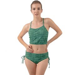 Dark Mint Green Geometric Mini Tank Bikini Set by SpinnyChairDesigns