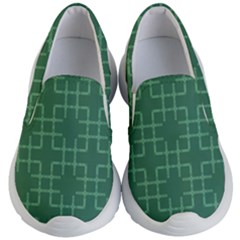 Dark Mint Green Geometric Kids Lightweight Slip Ons by SpinnyChairDesigns