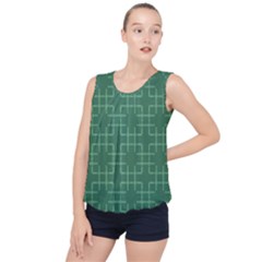 Dark Mint Green Geometric Bubble Hem Chiffon Tank Top by SpinnyChairDesigns