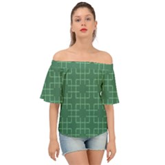 Dark Mint Green Geometric Off Shoulder Short Sleeve Top by SpinnyChairDesigns