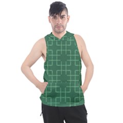 Dark Mint Green Geometric Men s Sleeveless Hoodie