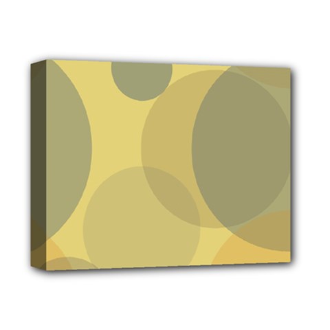 Yellow Grey Large Polka Dots Deluxe Canvas 14  X 11  (stretched) by SpinnyChairDesigns