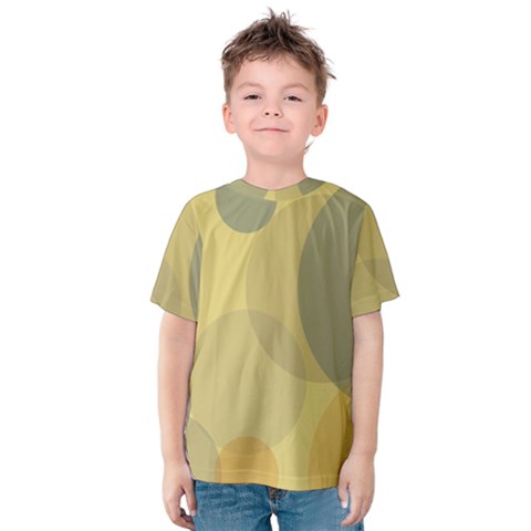 Yellow Grey Large Polka Dots Kids  Cotton Tee by SpinnyChairDesigns