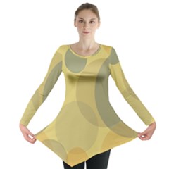 Yellow Grey Large Polka Dots Long Sleeve Tunic  by SpinnyChairDesigns