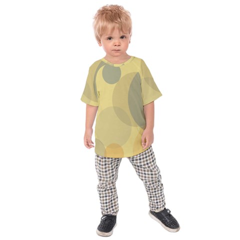 Yellow Grey Large Polka Dots Kids  Raglan Tee by SpinnyChairDesigns