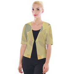 Yellow Grey Large Polka Dots Cropped Button Cardigan by SpinnyChairDesigns