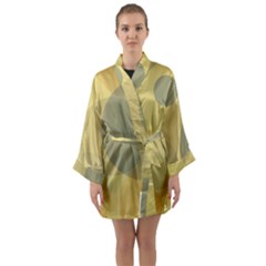 Yellow Grey Large Polka Dots Long Sleeve Satin Kimono by SpinnyChairDesigns