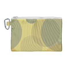 Yellow Grey Large Polka Dots Canvas Cosmetic Bag (large) by SpinnyChairDesigns