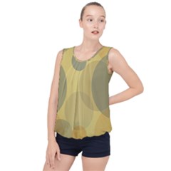 Yellow Grey Large Polka Dots Bubble Hem Chiffon Tank Top by SpinnyChairDesigns