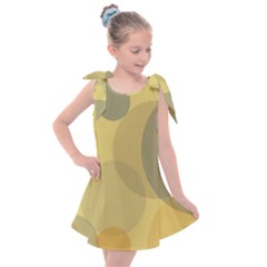 Yellow Grey Large Polka Dots Kids  Tie Up Tunic Dress by SpinnyChairDesigns