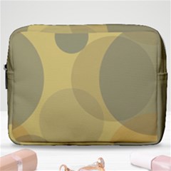 Yellow Grey Large Polka Dots Make Up Pouch (large) by SpinnyChairDesigns