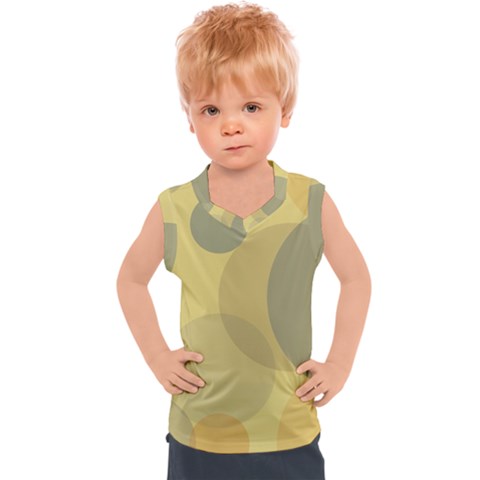 Yellow Grey Large Polka Dots Kids  Sport Tank Top by SpinnyChairDesigns