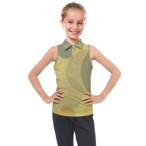 Yellow Grey Large Polka Dots Kids  Sleeveless Polo Tee by SpinnyChairDesigns