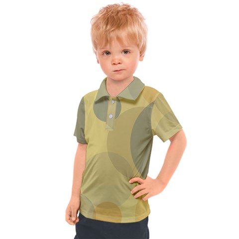 Yellow Grey Large Polka Dots Kids  Polo Tee by SpinnyChairDesigns