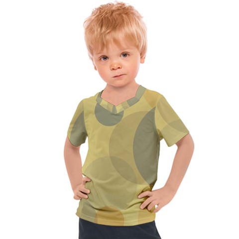 Yellow Grey Large Polka Dots Kids  Sports Tee by SpinnyChairDesigns