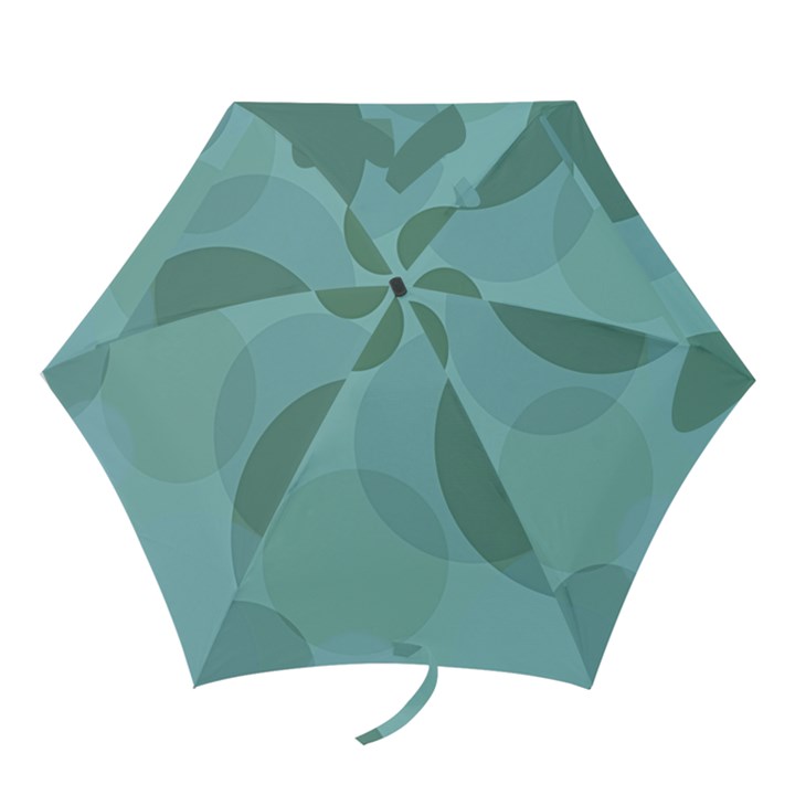 Teal Turquoise Blue Large Polka Dots Mini Folding Umbrellas