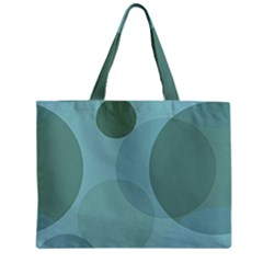 Teal Turquoise Blue Large Polka Dots Zipper Mini Tote Bag by SpinnyChairDesigns