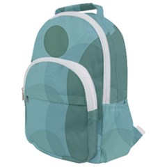 Teal Turquoise Blue Large Polka Dots Rounded Multi Pocket Backpack by SpinnyChairDesigns