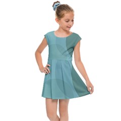 Teal Turquoise Blue Large Polka Dots Kids  Cap Sleeve Dress by SpinnyChairDesigns