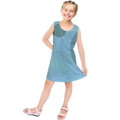 Teal Turquoise Blue Large Polka Dots Kids  Tunic Dress by SpinnyChairDesigns