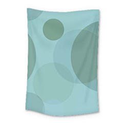 Teal Turquoise Blue Large Polka Dots Small Tapestry by SpinnyChairDesigns