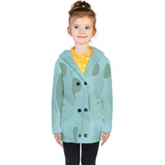 Teal Turquoise Blue Large Polka Dots Kids  Double Breasted Button Coat by SpinnyChairDesigns