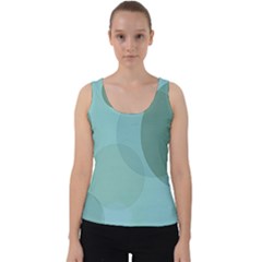 Teal Turquoise Blue Large Polka Dots Velvet Tank Top by SpinnyChairDesigns