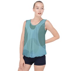 Teal Turquoise Blue Large Polka Dots Bubble Hem Chiffon Tank Top by SpinnyChairDesigns