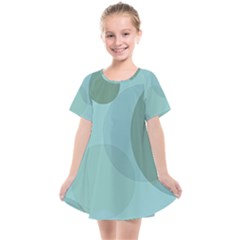 Teal Turquoise Blue Large Polka Dots Kids  Smock Dress by SpinnyChairDesigns