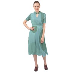 Teal Turquoise Blue Large Polka Dots Keyhole Neckline Chiffon Dress by SpinnyChairDesigns