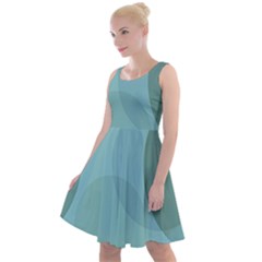 Teal Turquoise Blue Large Polka Dots Knee Length Skater Dress by SpinnyChairDesigns