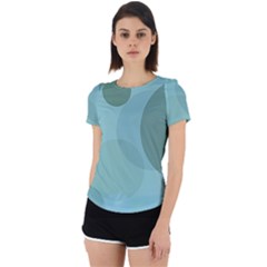 Teal Turquoise Blue Large Polka Dots Back Cut Out Sport Tee by SpinnyChairDesigns