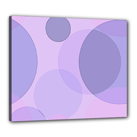 Purple Large Print Polka Dota Canvas 24  X 20  (stretched) by SpinnyChairDesigns