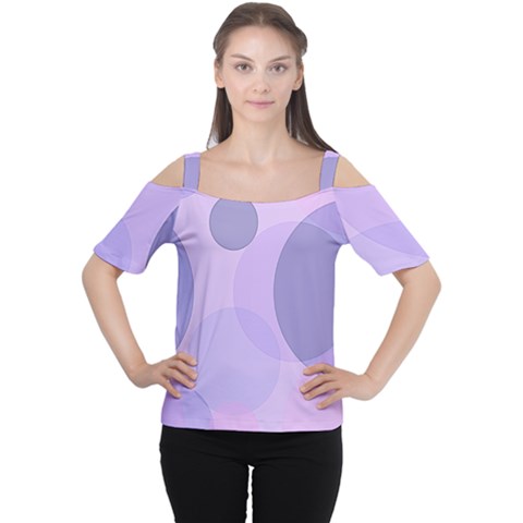 Purple Large Print Polka Dota Cutout Shoulder Tee by SpinnyChairDesigns