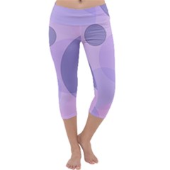 Purple Large Print Polka Dota Capri Yoga Leggings by SpinnyChairDesigns