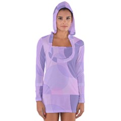 Purple Large Print Polka Dota Long Sleeve Hooded T-shirt by SpinnyChairDesigns