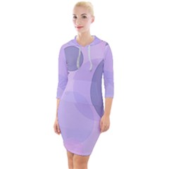 Purple Large Print Polka Dota Quarter Sleeve Hood Bodycon Dress by SpinnyChairDesigns