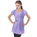 Purple Large Print Polka Dota Puff Sleeve Tunic Top View1