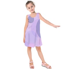 Purple Large Print Polka Dota Kids  Sleeveless Dress by SpinnyChairDesigns