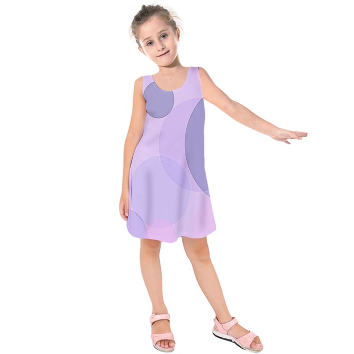 Purple Large Print Polka Dota Kids  Sleeveless Dress