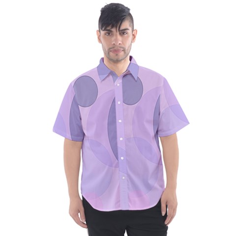 Purple Large Print Polka Dota Men s Short Sleeve Shirt by SpinnyChairDesigns