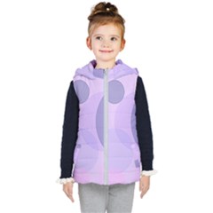 Purple Large Print Polka Dota Kids  Hooded Puffer Vest by SpinnyChairDesigns